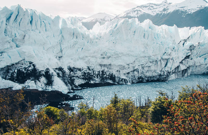 The massive ice slabs of Perito Moreno glacier in Los Glacieres National Park, in the Patagonia region of Argentina.
