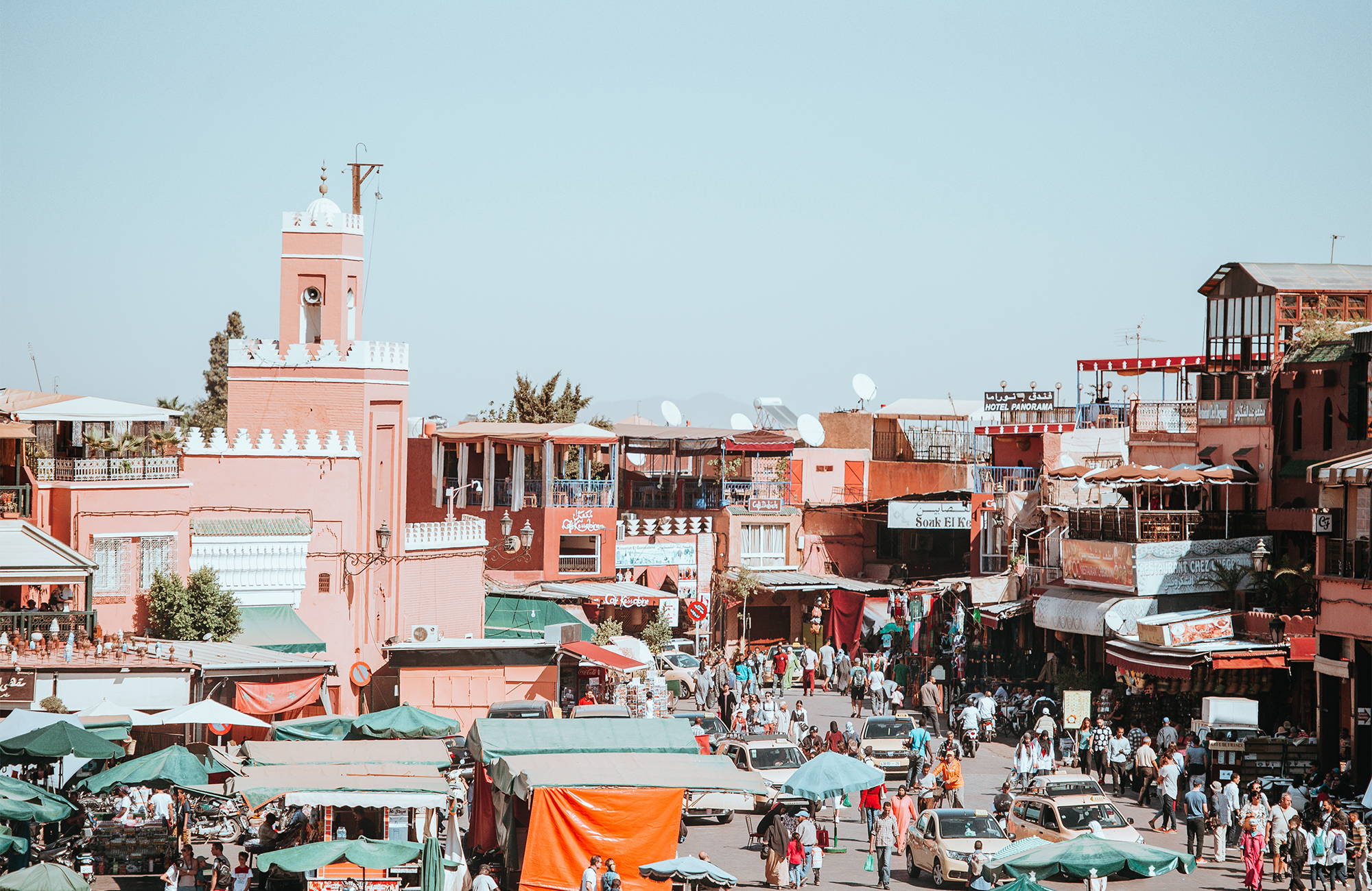 Image of the heart of Marrakech in Morocco with busy streets and markets - KILROY