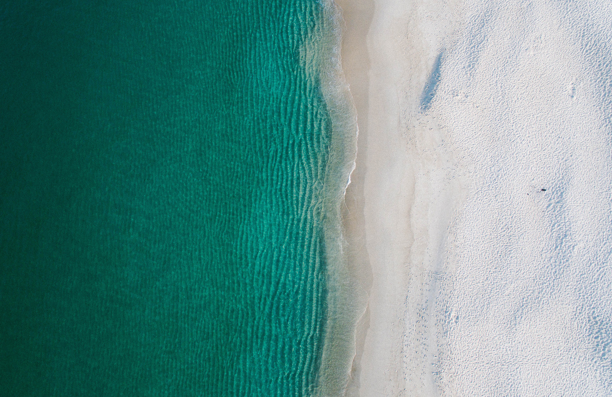 Aerial image of the ocean meeting the sand in the Seychelles - KILROY