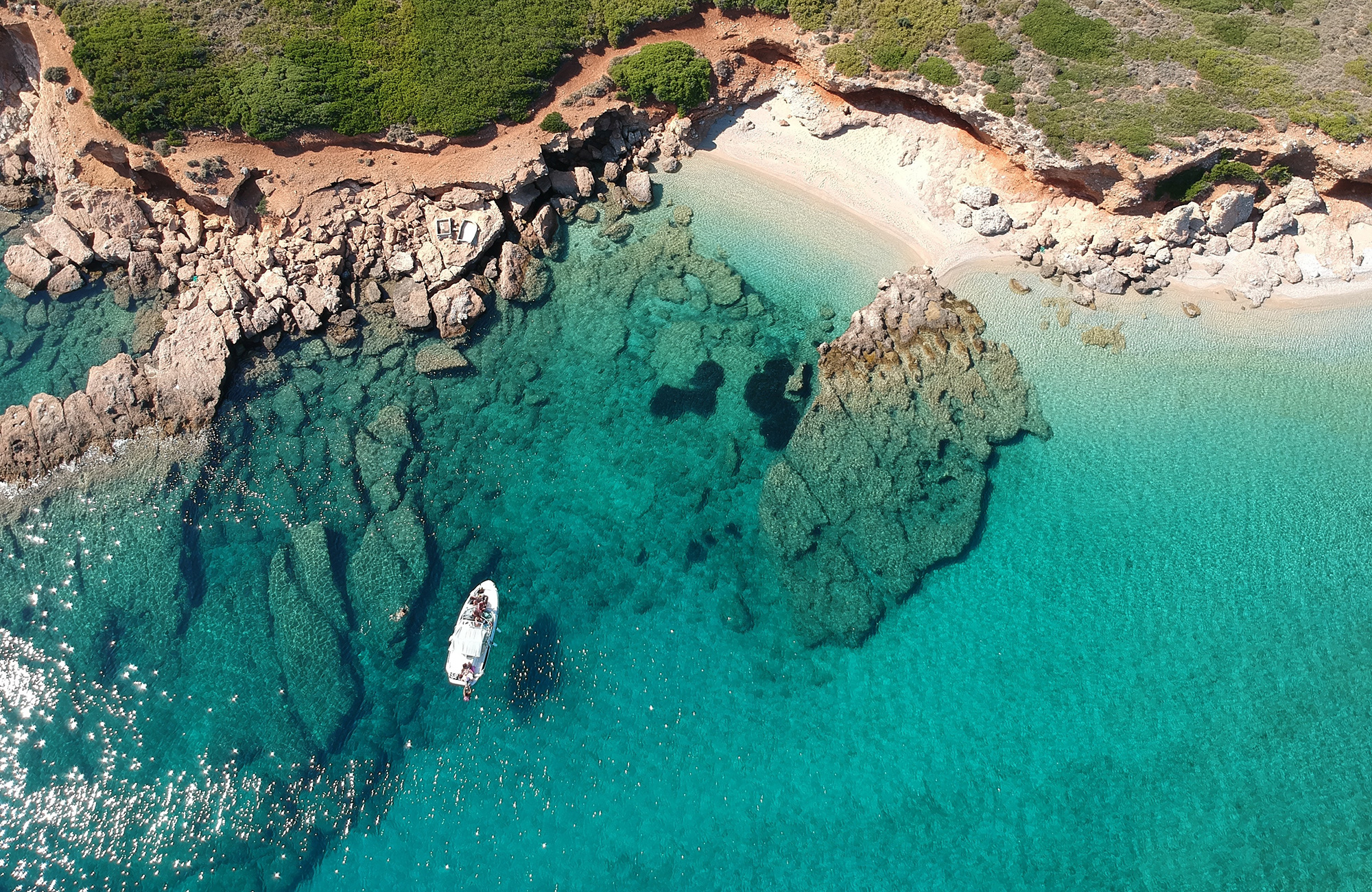 Aerial view of a beautiful bay on a Greek island - KILROY