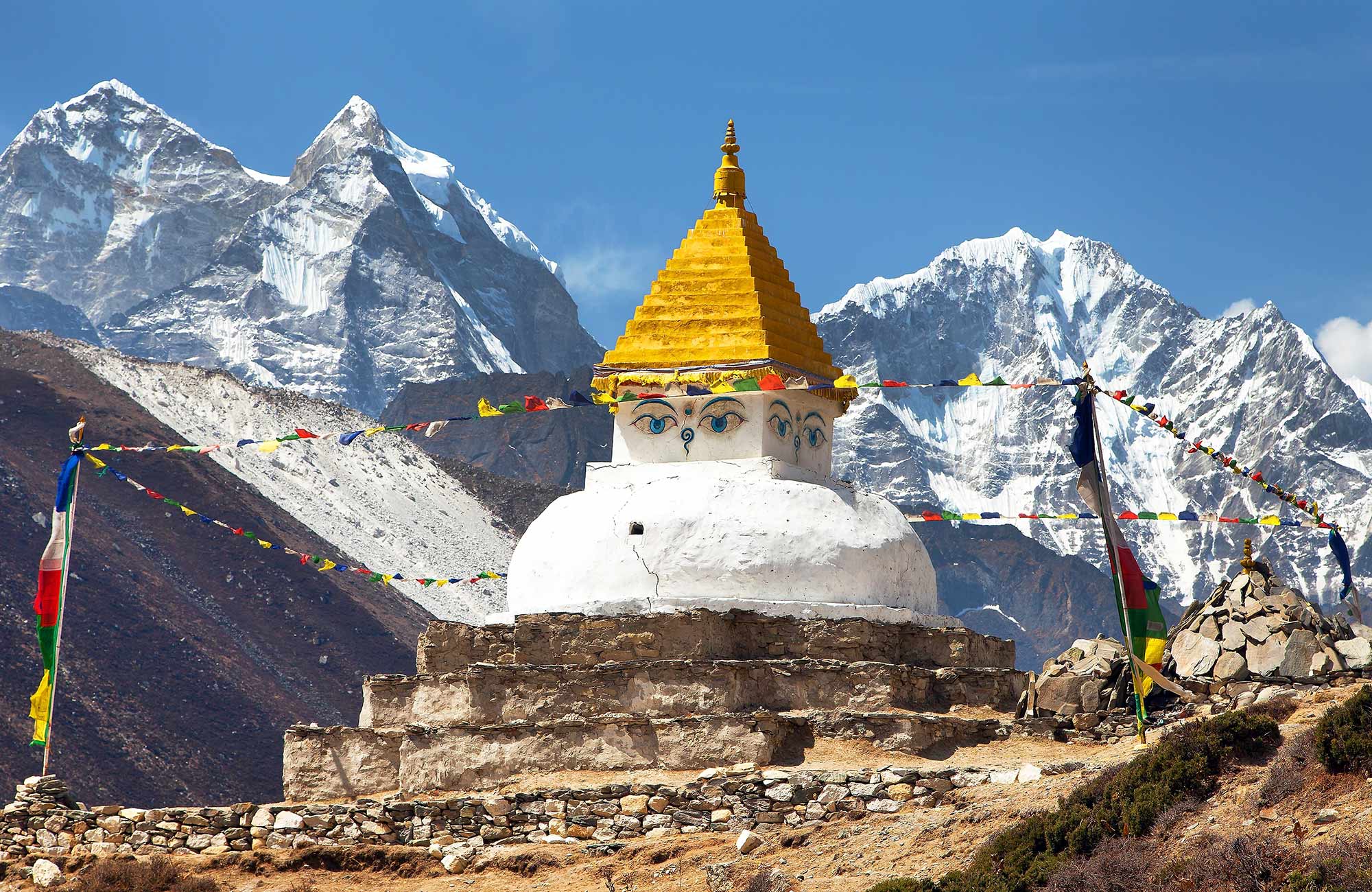Image of a Tibetan Buddhist stupa near the village of Dingboche in the Himalayas, Nepal - KILROY