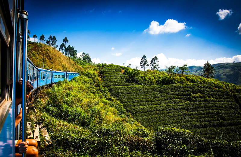 Views from the open train doors on the journey from Kandy to Ella in Sri Lanka