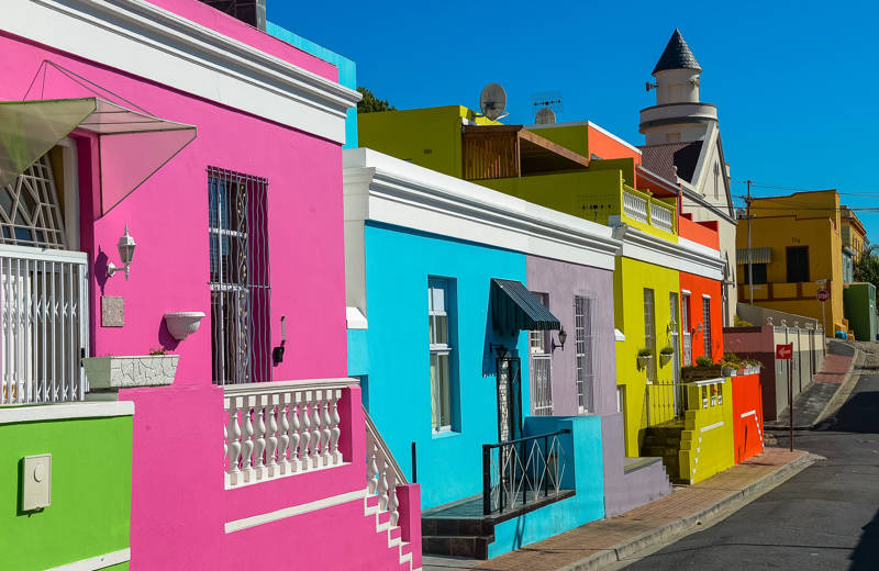 Coloured houses at Bokaap in Cape Town, South Africa
