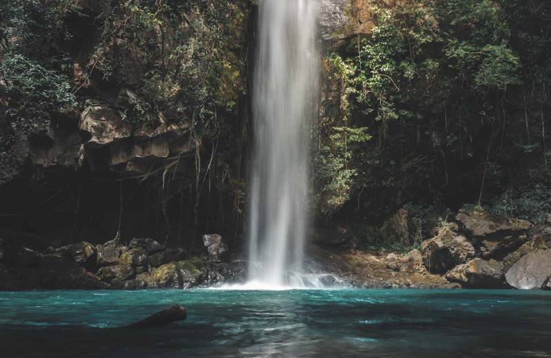 Thin waterfall in Monteverde National Park in Costa Rica