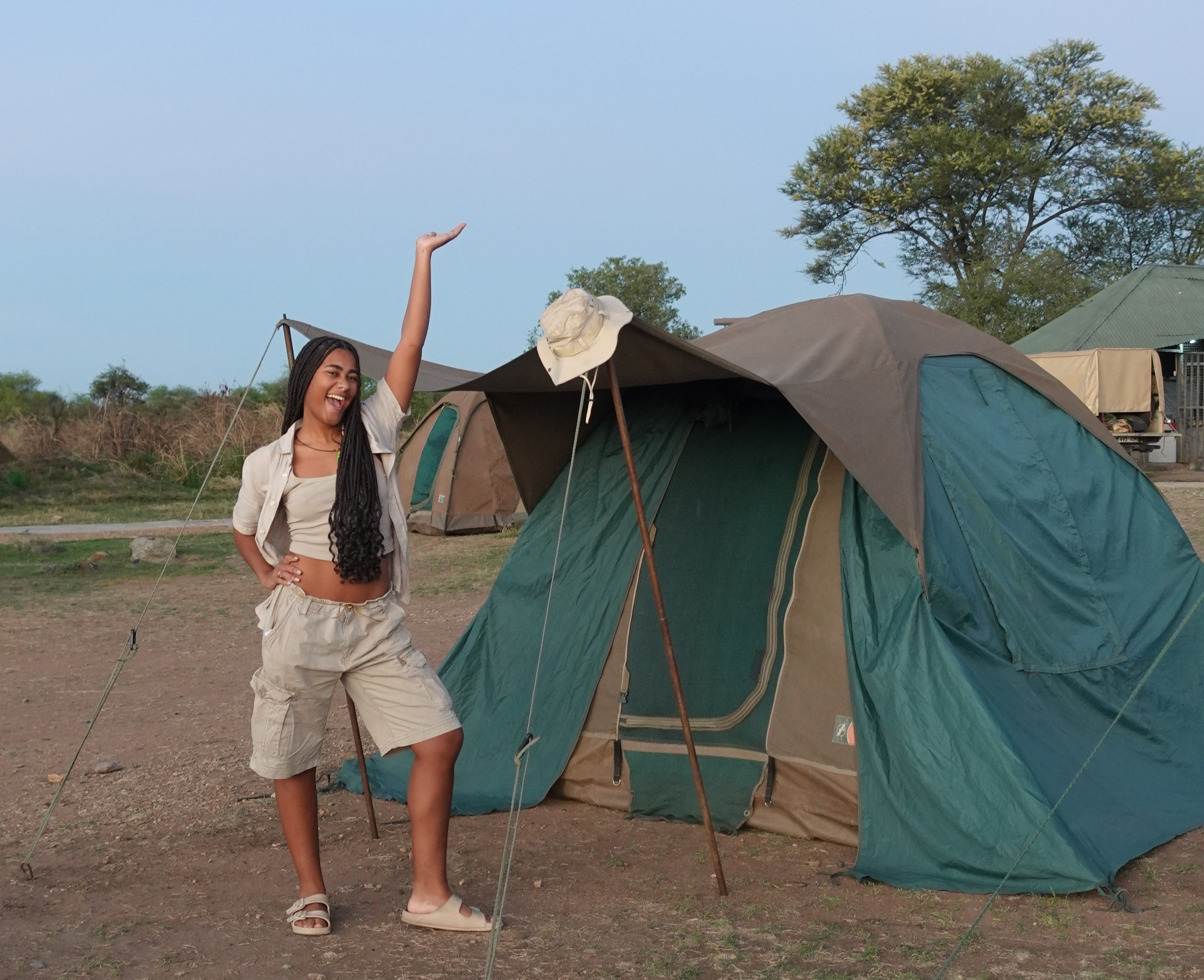 Dominique With Camping Tent