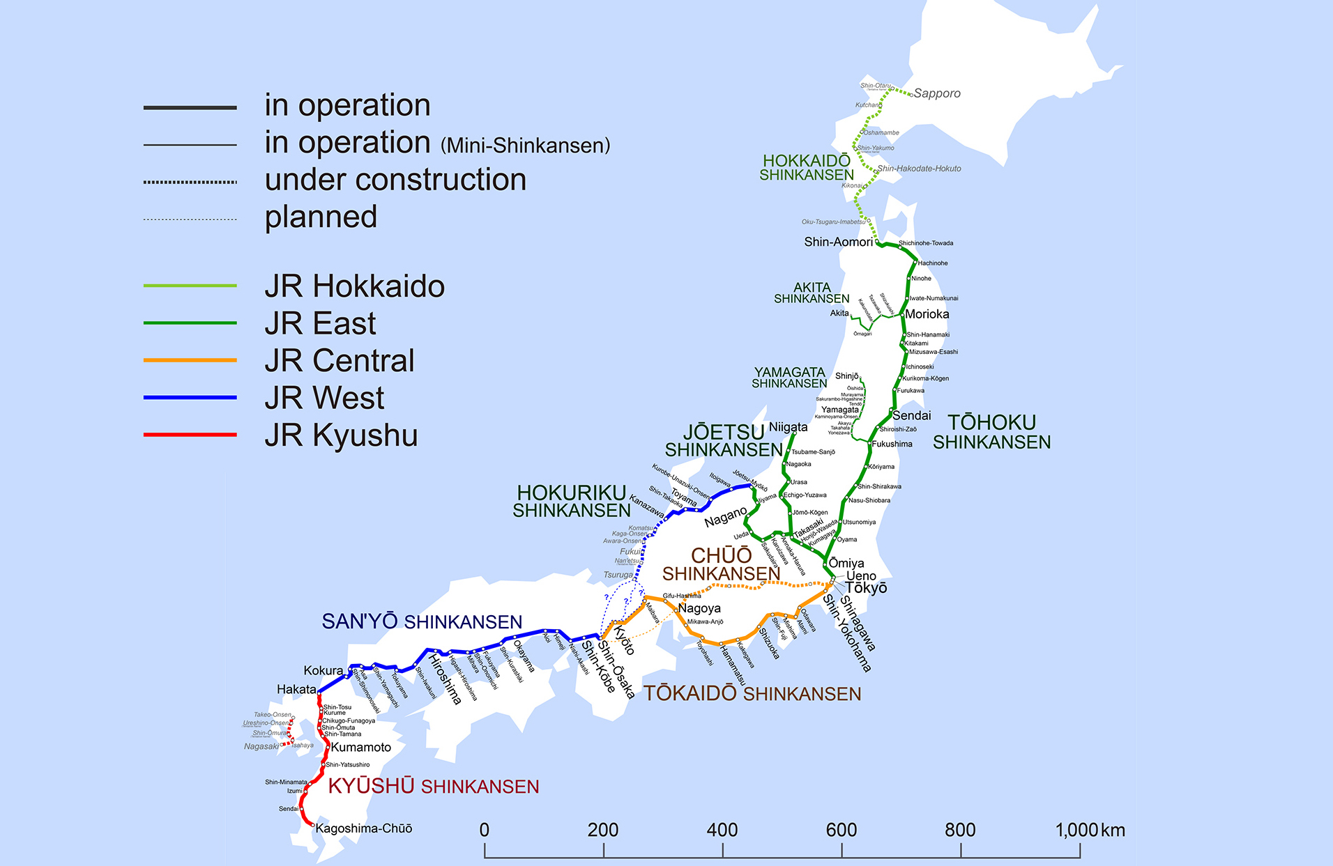 Japan Rail Pass route map - KILROY