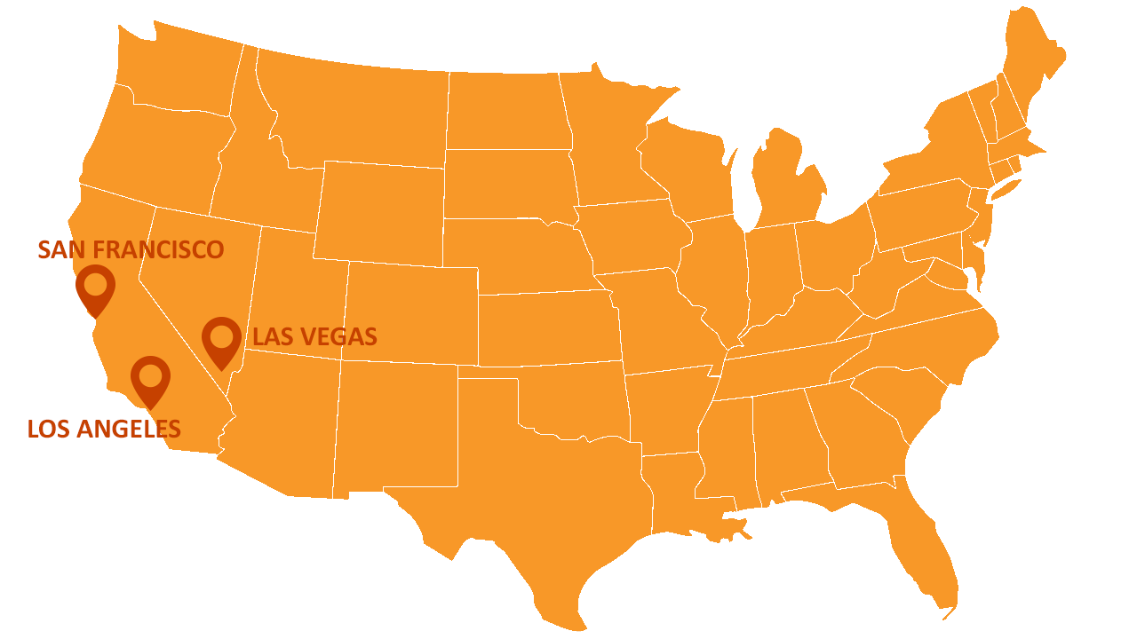 Map of the Hitop rental locations in the USA - KILROY