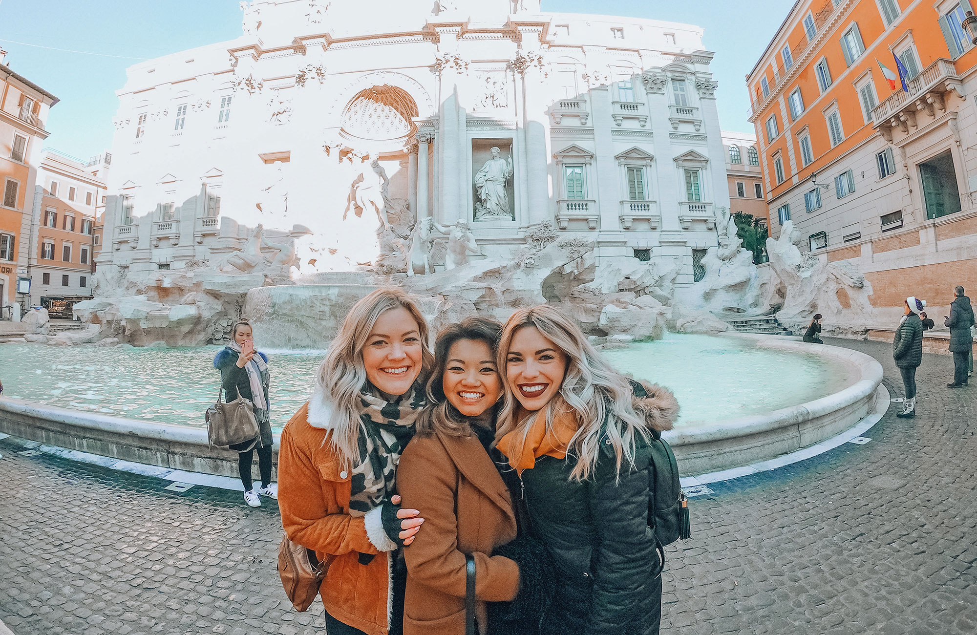 Italy Rome Trevi Fountain Girls