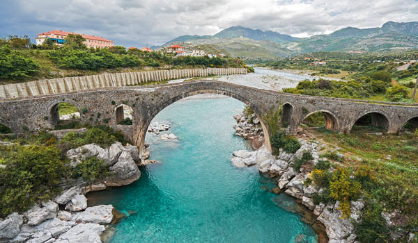 Albania Shkodra Valbona Old Mesi Bridge Valley