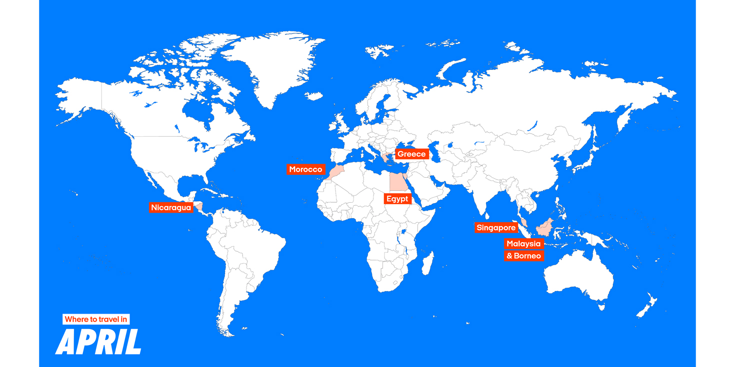 Map of the best places to visit in April - KILROY