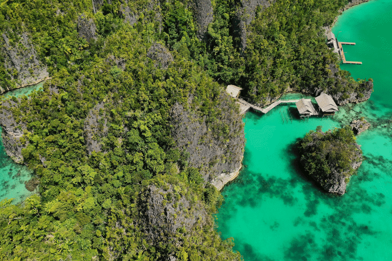 Drone View Resort On Raja Ampat In Indonesia