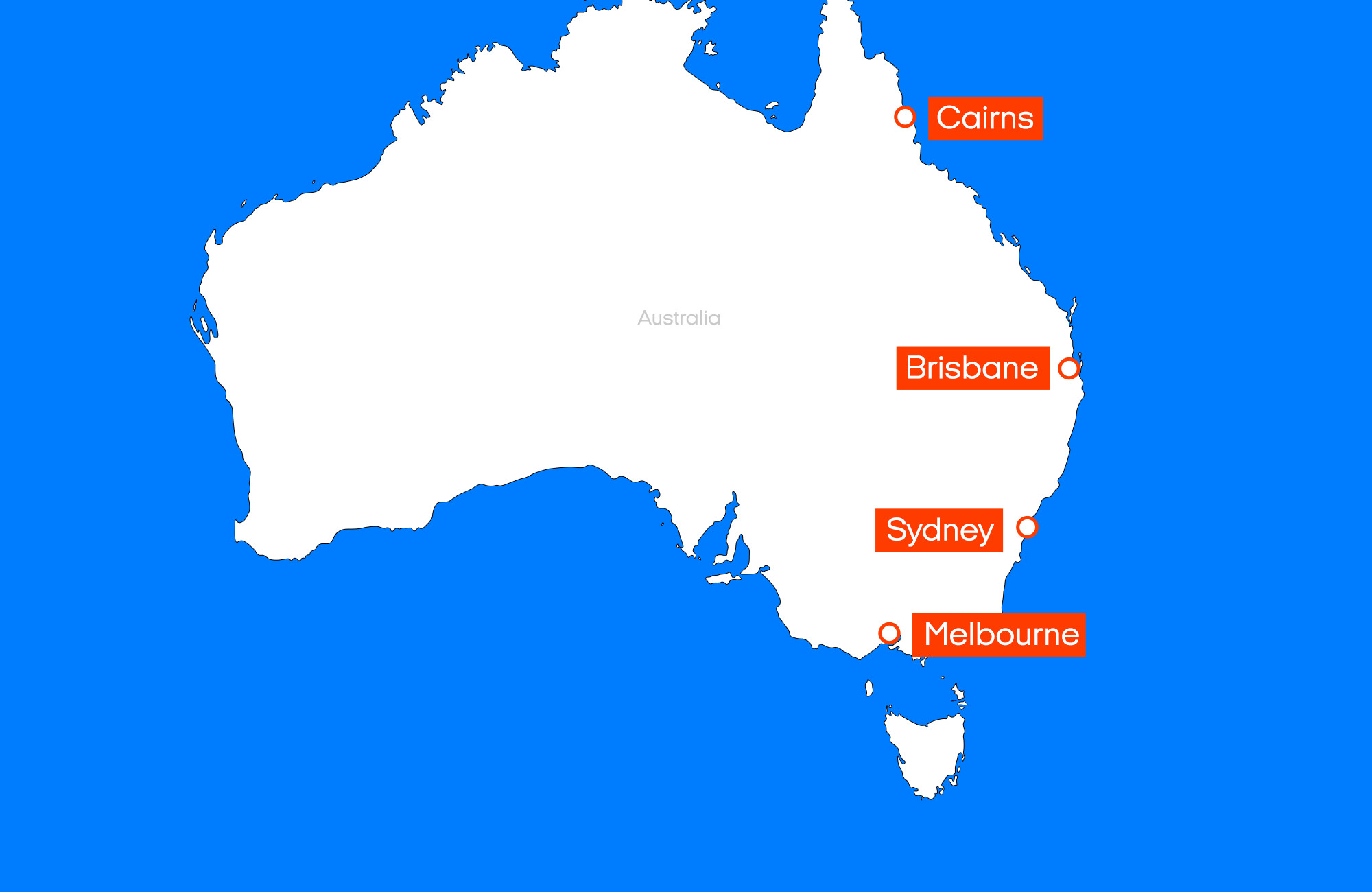 Map of rental locations available for the Star RV Polaris 2 campervan - KILROY