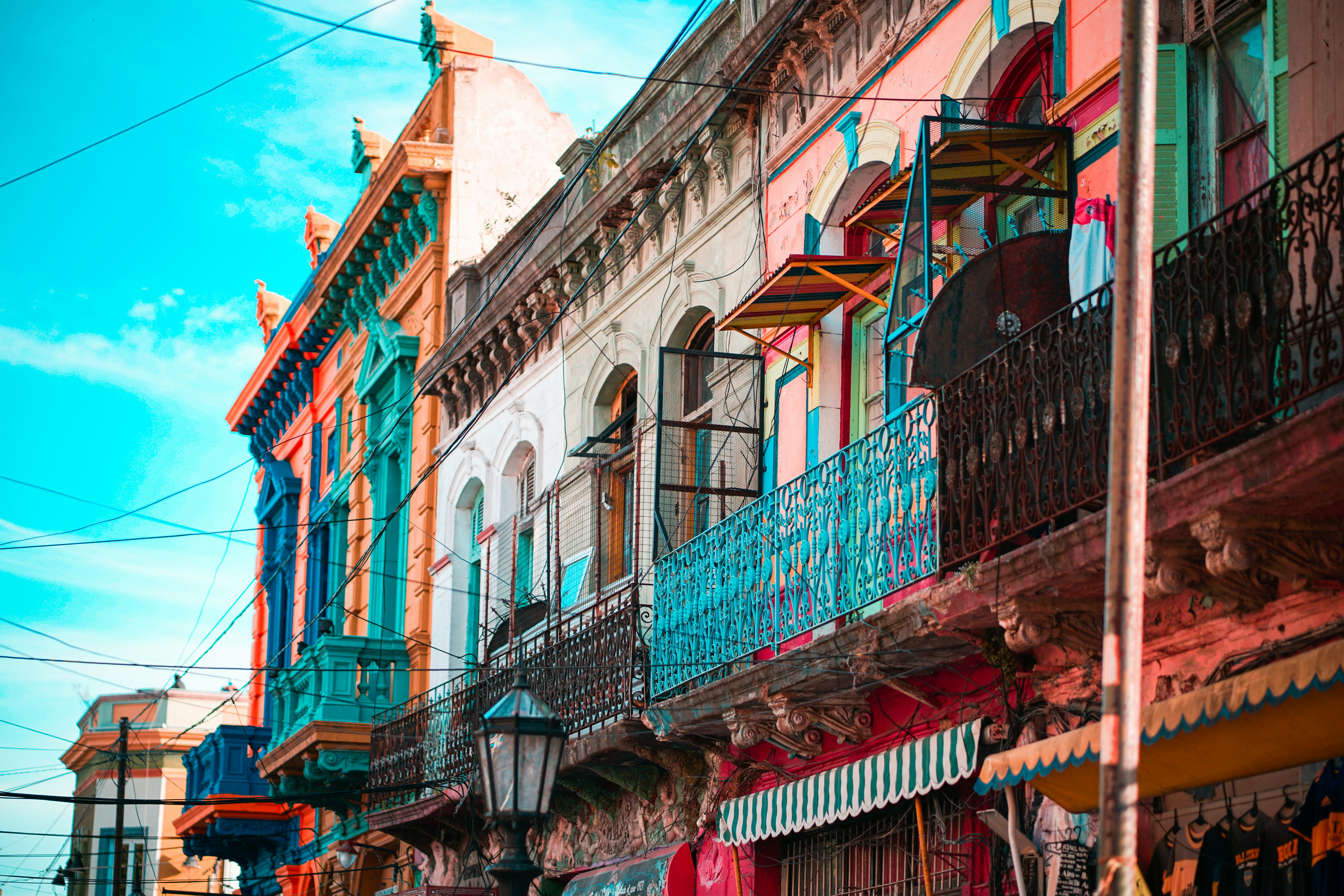 Image of colourful building facades and balconies in the suburb of La Boca in Buenos Aires - KILROY