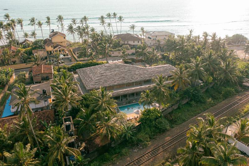 Aerial image of the surf camp in Sri Lanka - KILROY