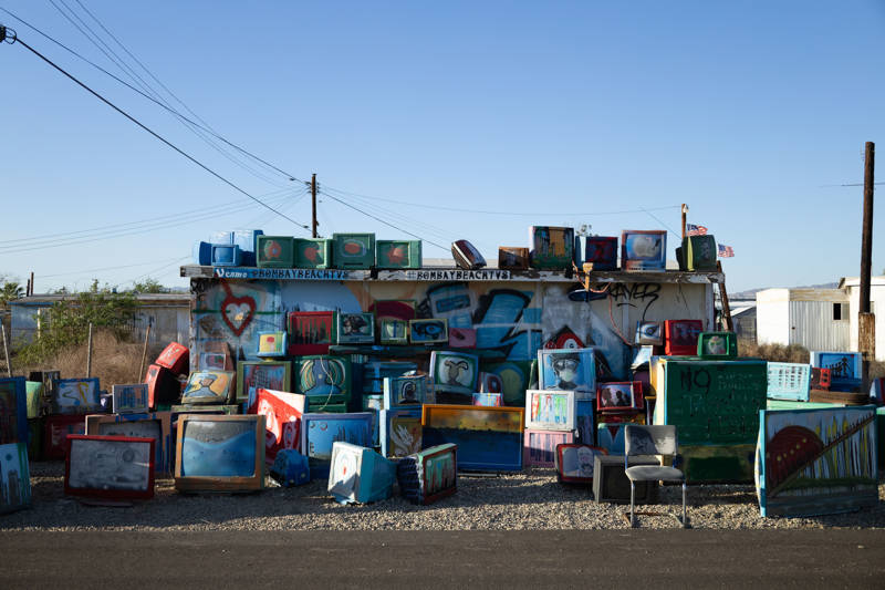 Art installation made of TV's at the Salton Sea in California, USA