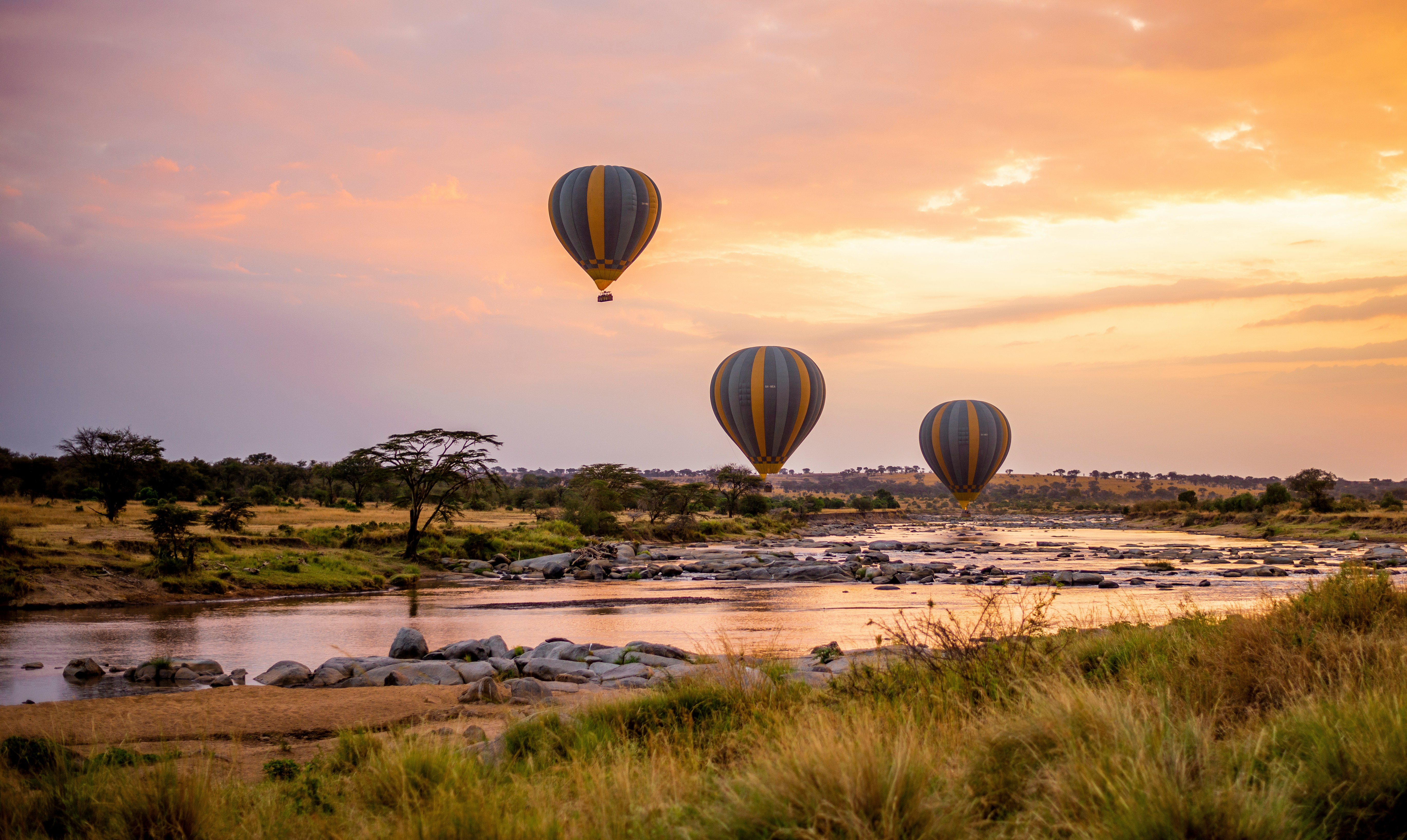 Image of hot air balloons rising above the Serengeti in Tanzania - KILROY