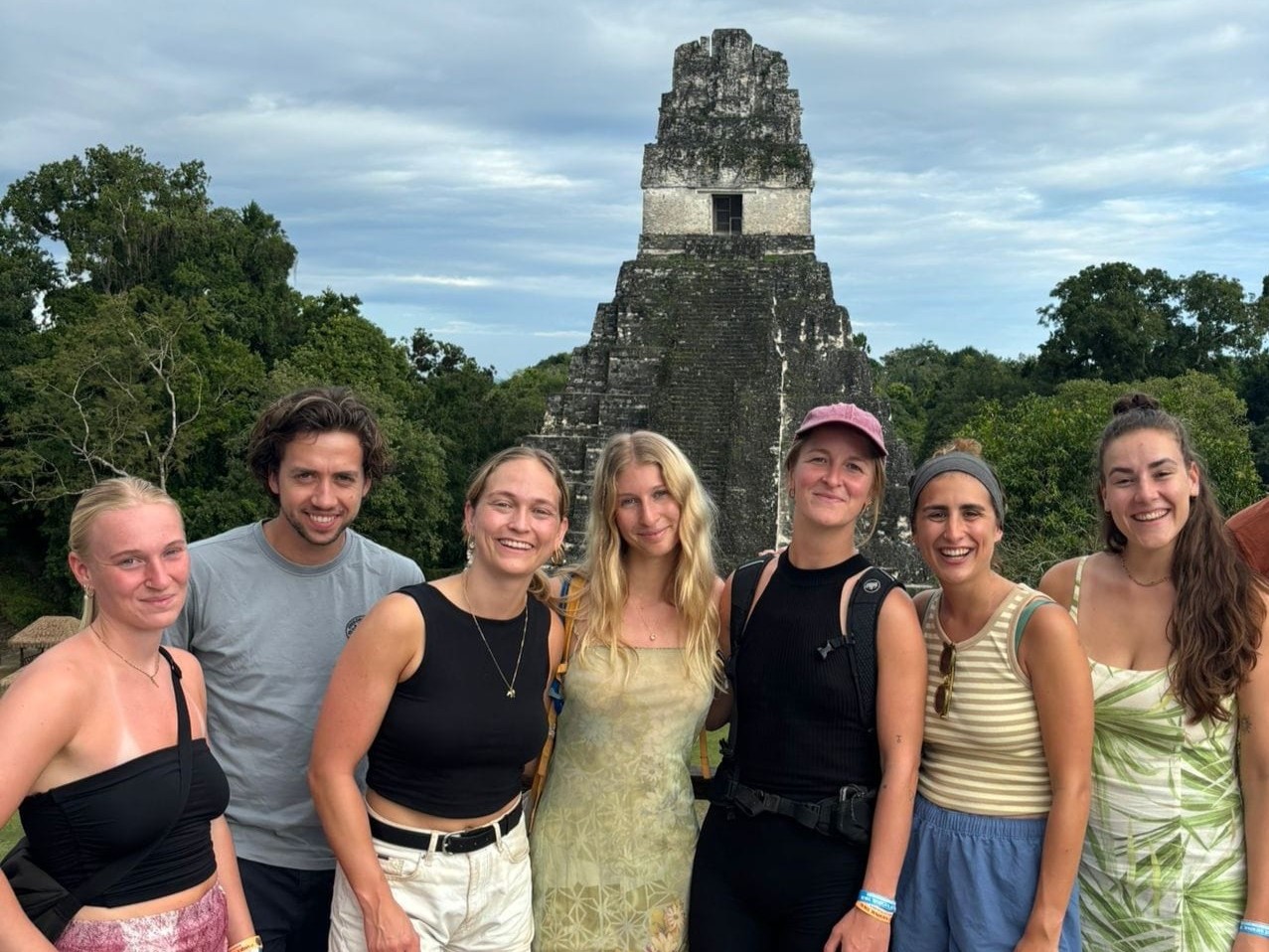 Image of a group of travellers in front of Tikal in Guatemala - KILROY
