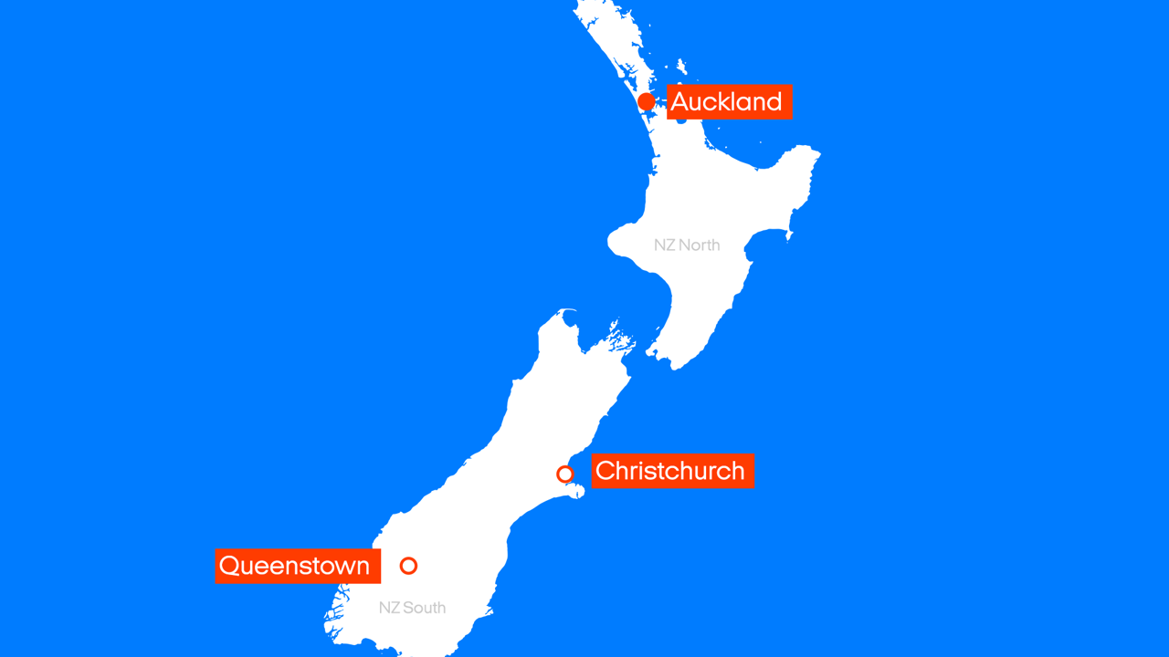 Map of Highball rental locations in New Zealand - KILROY
