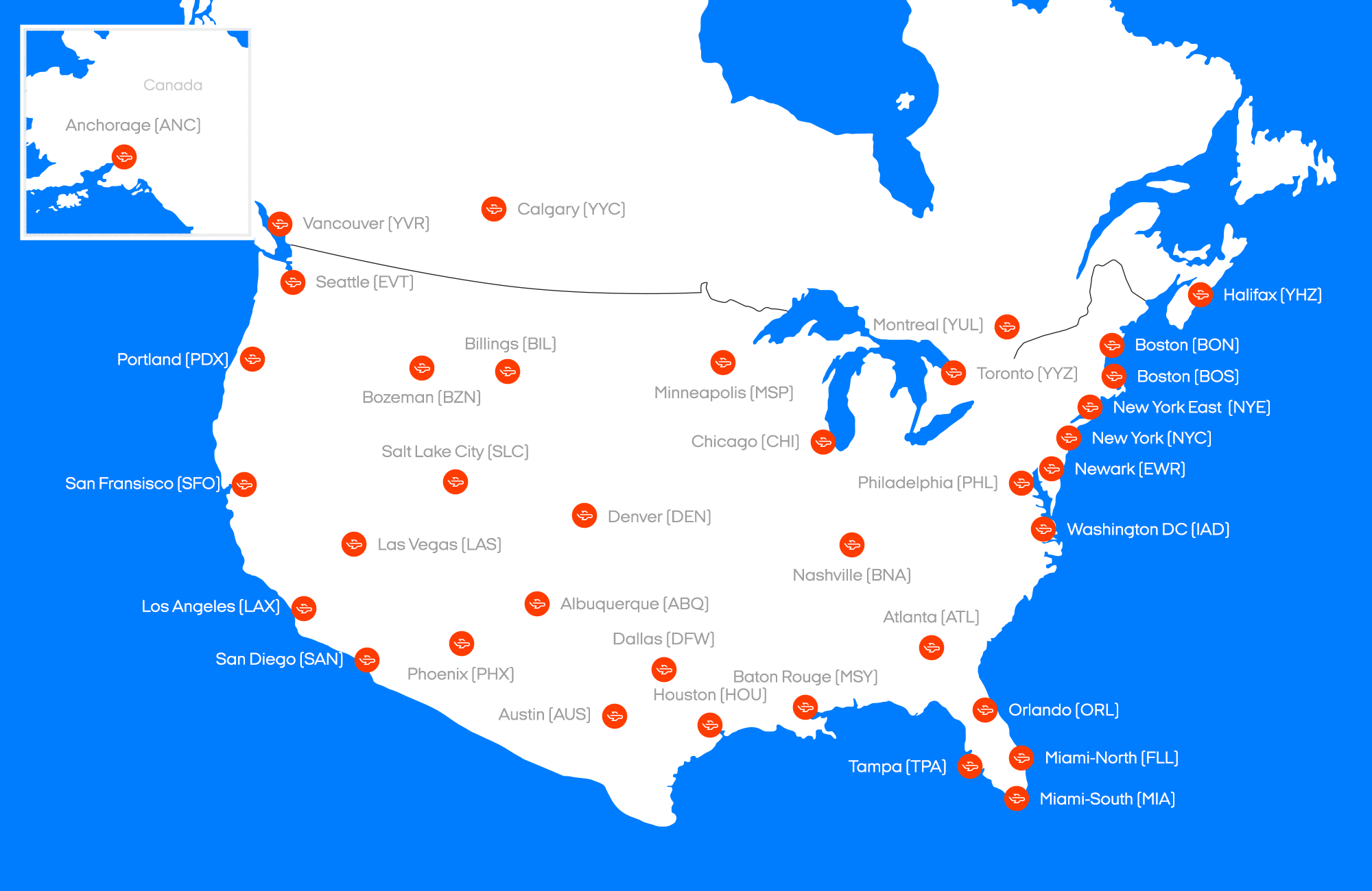 Rental locations in USA and Canada