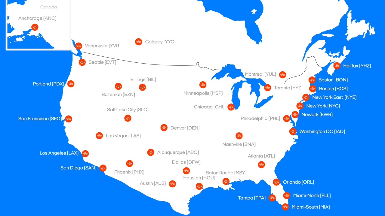 Rental locations in USA and Canada